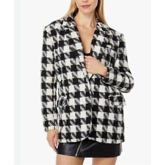 BlankNYC Oversized Houdstooth Print Blazer - Picture 1 of 7